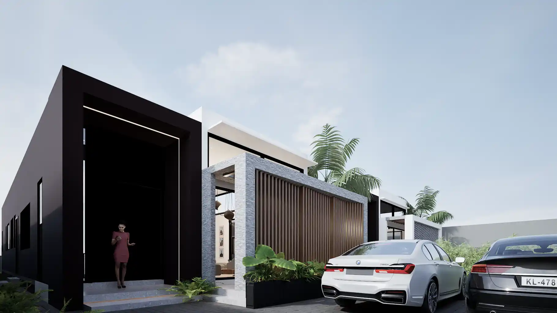 Rendered private driveway at CEKA Residences