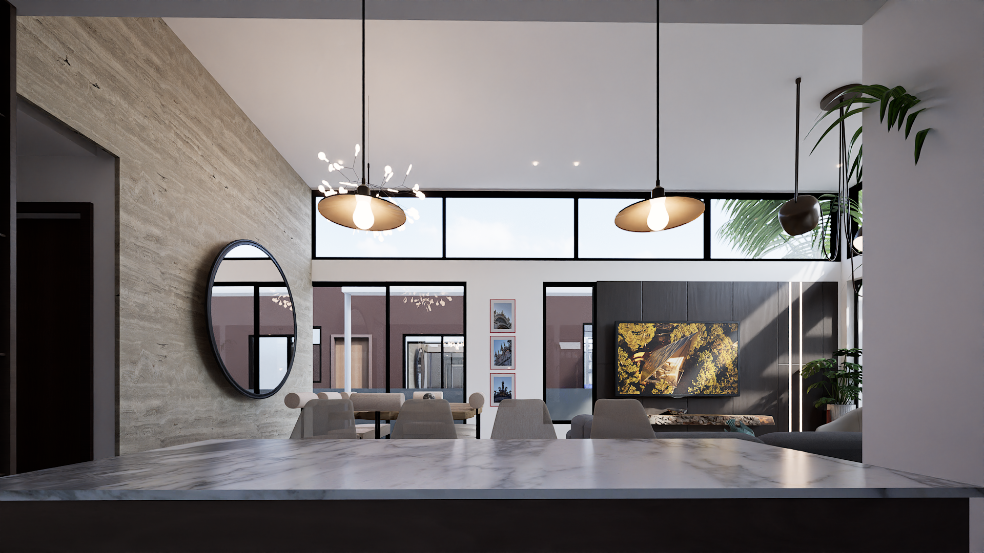 Rendered open-plan living and dining space at CEKA Residences