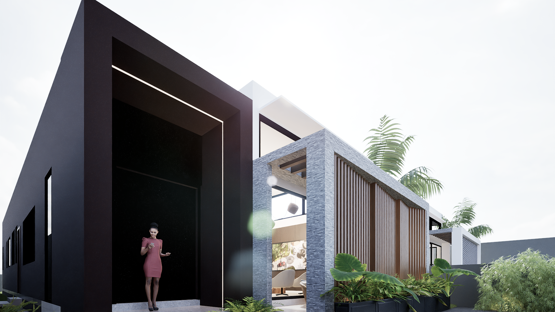 Architectural render of the CEKA Residences entrance walkway and facade
